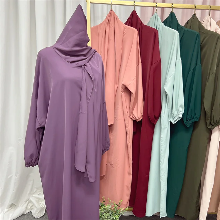 2022 Eid Hooded Muslim Women Hijab Dress Prayer Garment Jilbab Abaya Long Khimar Full Cover Ramadan Gown Abayas Islamic Clothing