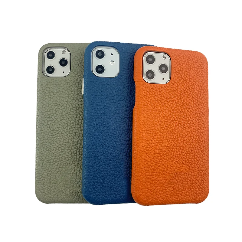 
Colorful slim fashion real leather phone case with pebble texture 