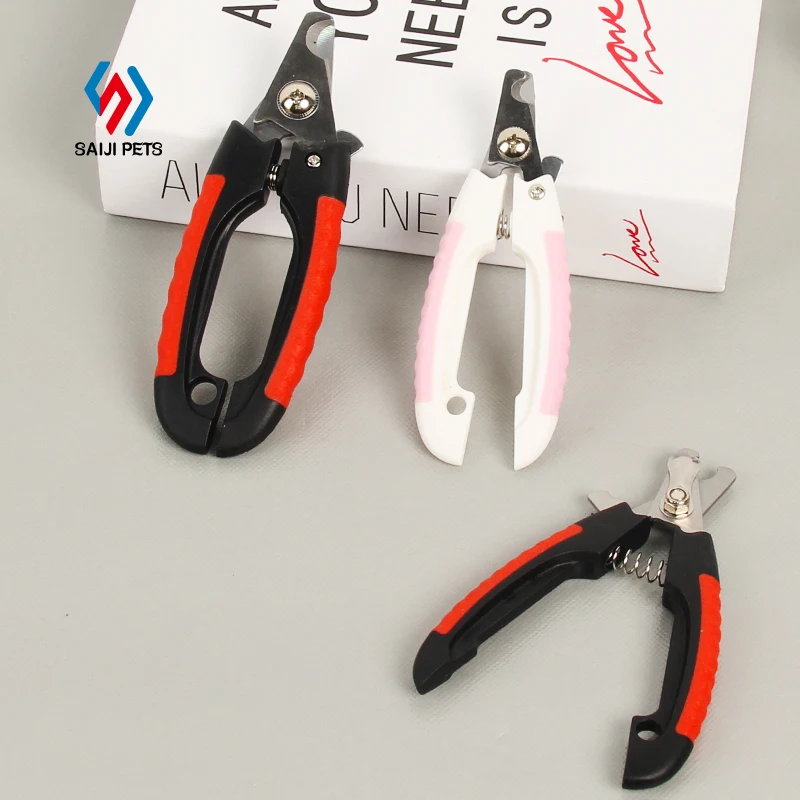 
Saiji safety guard animal paw file pink red pet cat claw scissors stainless steel dogs professional nail cippers 