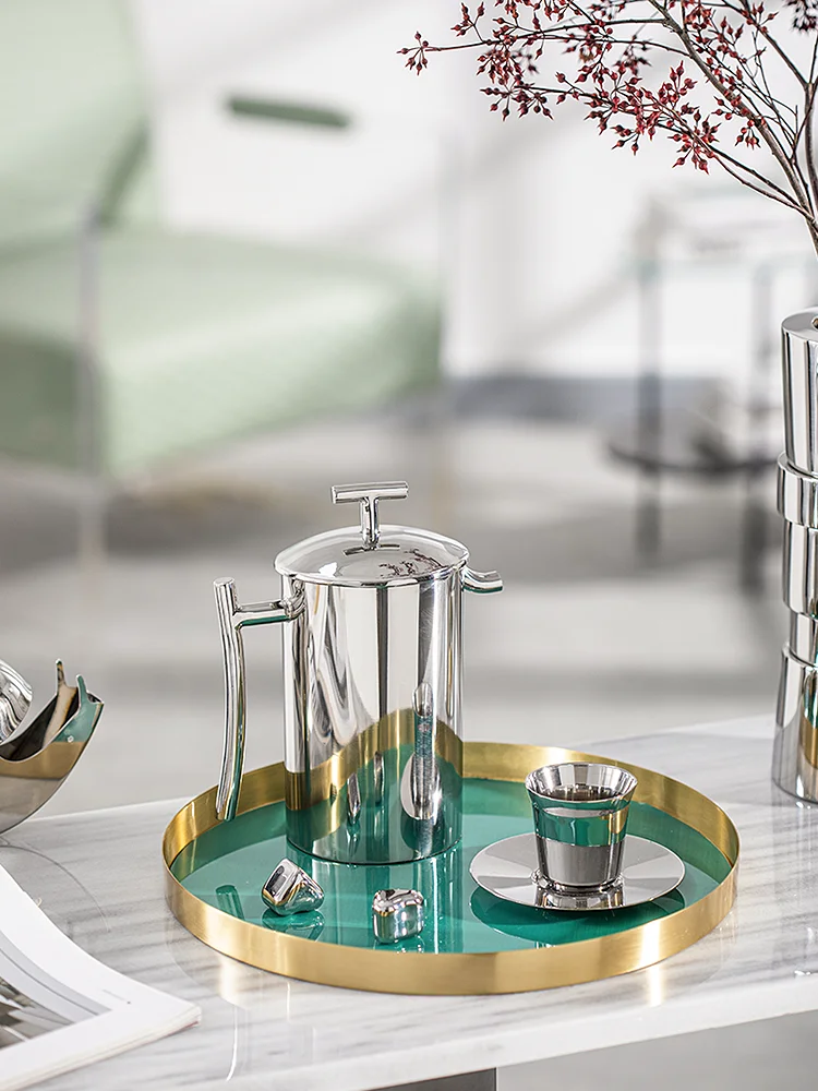 Nordic light luxury art brass tray creative hotel service tray decoration ornaments jewelry storage tray fruit tray