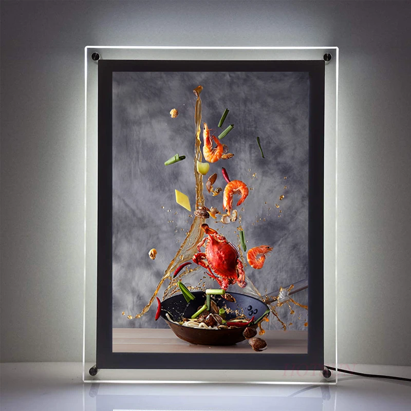 Custom Wall Mounted Lighting Up 8.5x11 Inches Poster Picture Frame A4 LED Acrylic Photo Frame