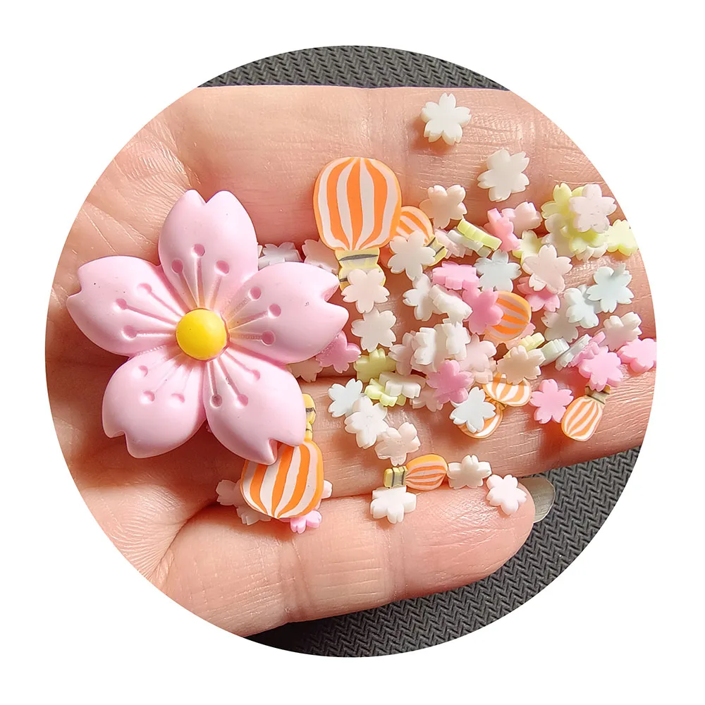 Mini Pack Custom Star Clay Slices Charms Spring Flower Resin Craft for DIY Slime Decor