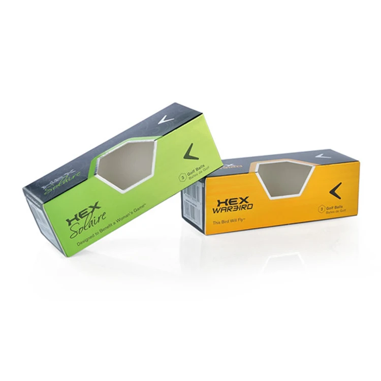 Производитель Oem, полноцветная бумажная коробка для печати, бумажная упаковка с высекальным окном, коробка для мячей для гольфа