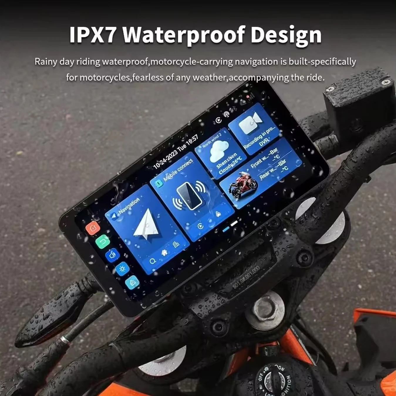 Wireless Motorcycle Carplay Ip67 Waterproof Gps 6.3 Inch Carplay Screen Linux Auto Display Tpms Wifi Ota Motorcycle Navigation