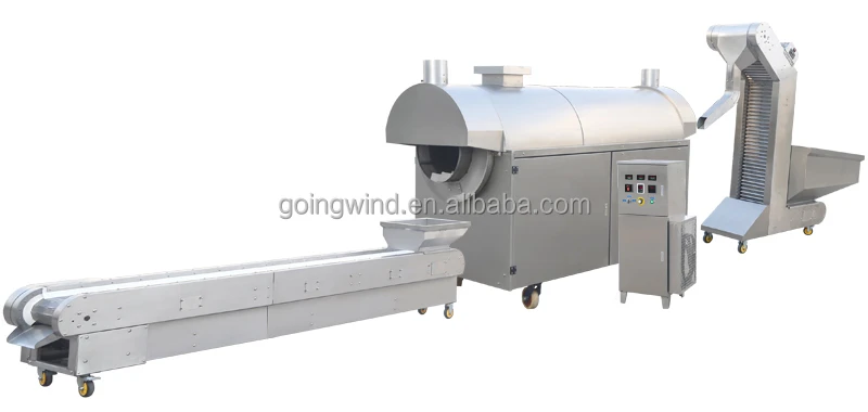Automatic almond roasting machine auto electric gas industrial roasted almonds roaster rotary drum roasters cheap price for sale