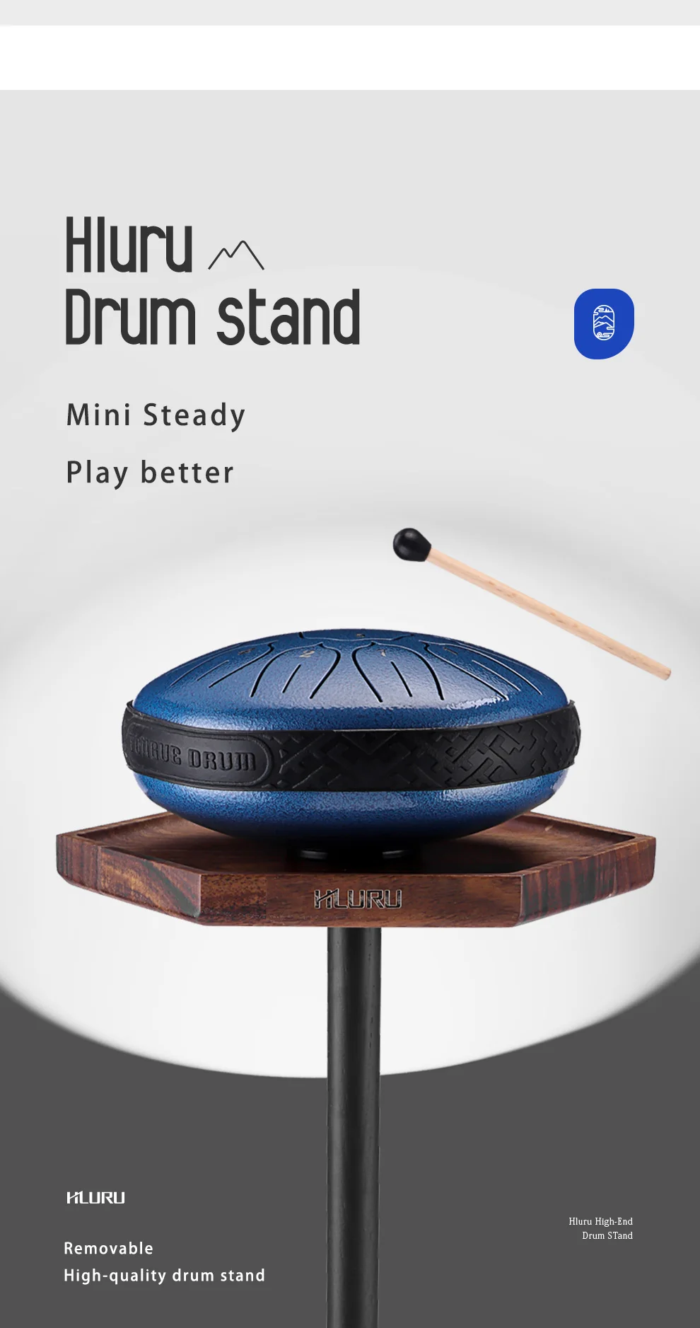 HLURU Small Bracket Small Ethereal Drum Stand Detachable Drum Bracket Portable 5.5 Inch 6 Inch 8 Inch Ethereal Drum Available