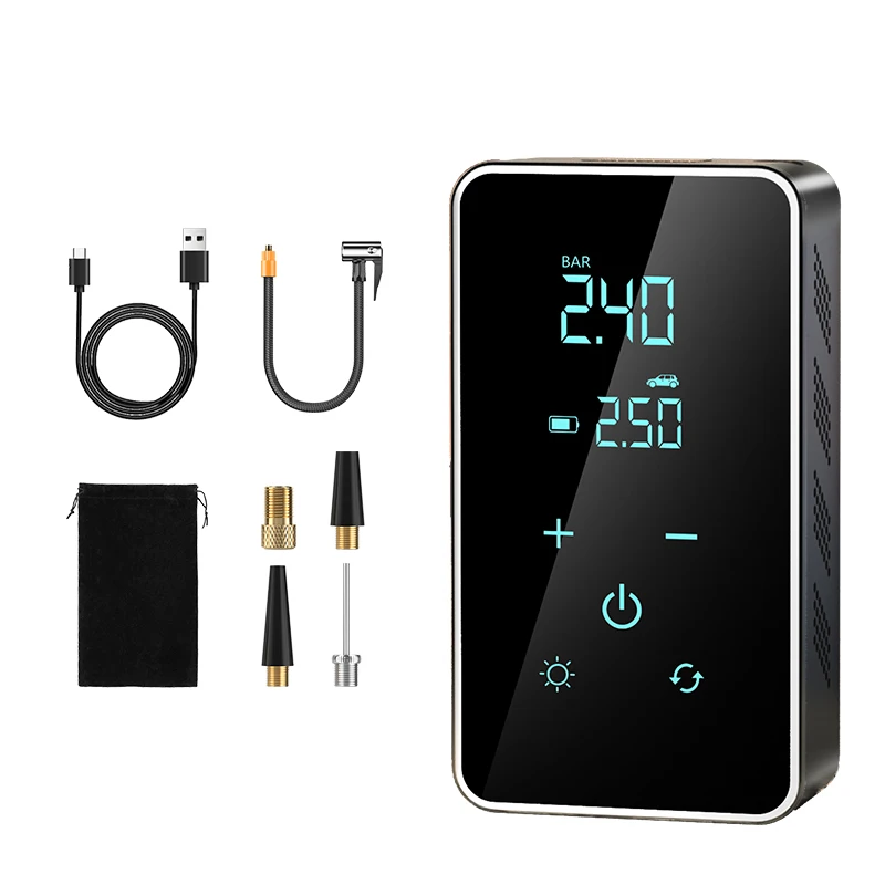 Intelligent Electronic Inflation Pump Design Portable Air Pump for Automobiles LED Display New Wholesale Wireless 6000mah Black