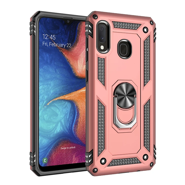 
new arrival anti skidding pc tpu combo ring holder case for samsung A20E ultra kickstand holder case 