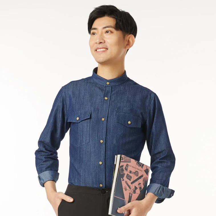 Denim Uniform Men Long Sleeve Shirt