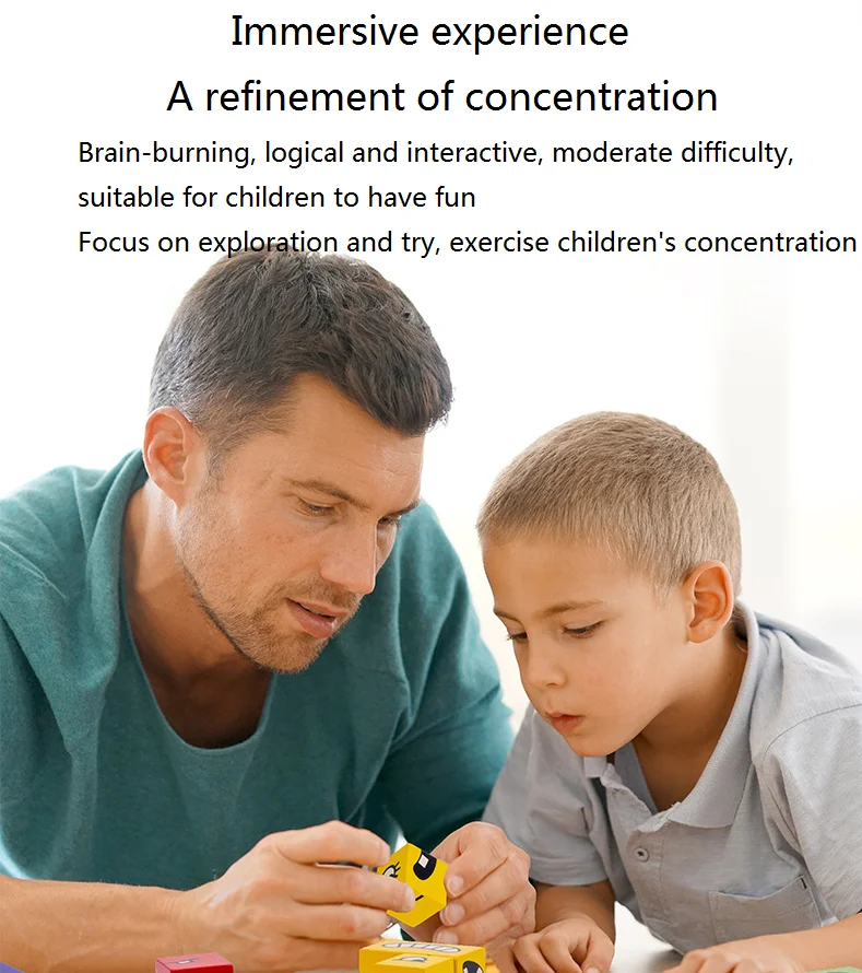 HF New face-changing cube building blocks parent-child board game wooden challenge level educational