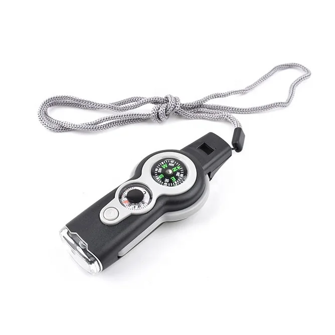 New 7in1 whistle outdoor rescue portable multifunctional survival compass with whistle