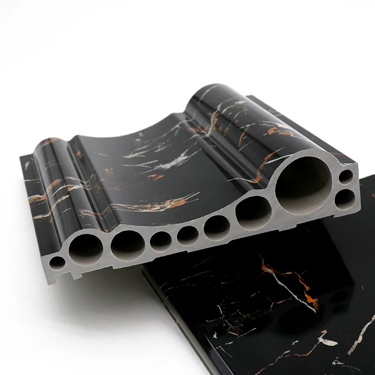 High Quality density 12cm Pvc Decoration Line for edifice elevator color marble baseboard skirting board