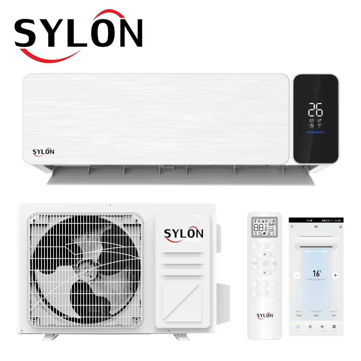 SYLON DC 9k 12k 18k 24k Btu Wall Mounted Mini Split Airconditioner Inverter Split Unit Air Conditioners Electric DC Room 100 220
