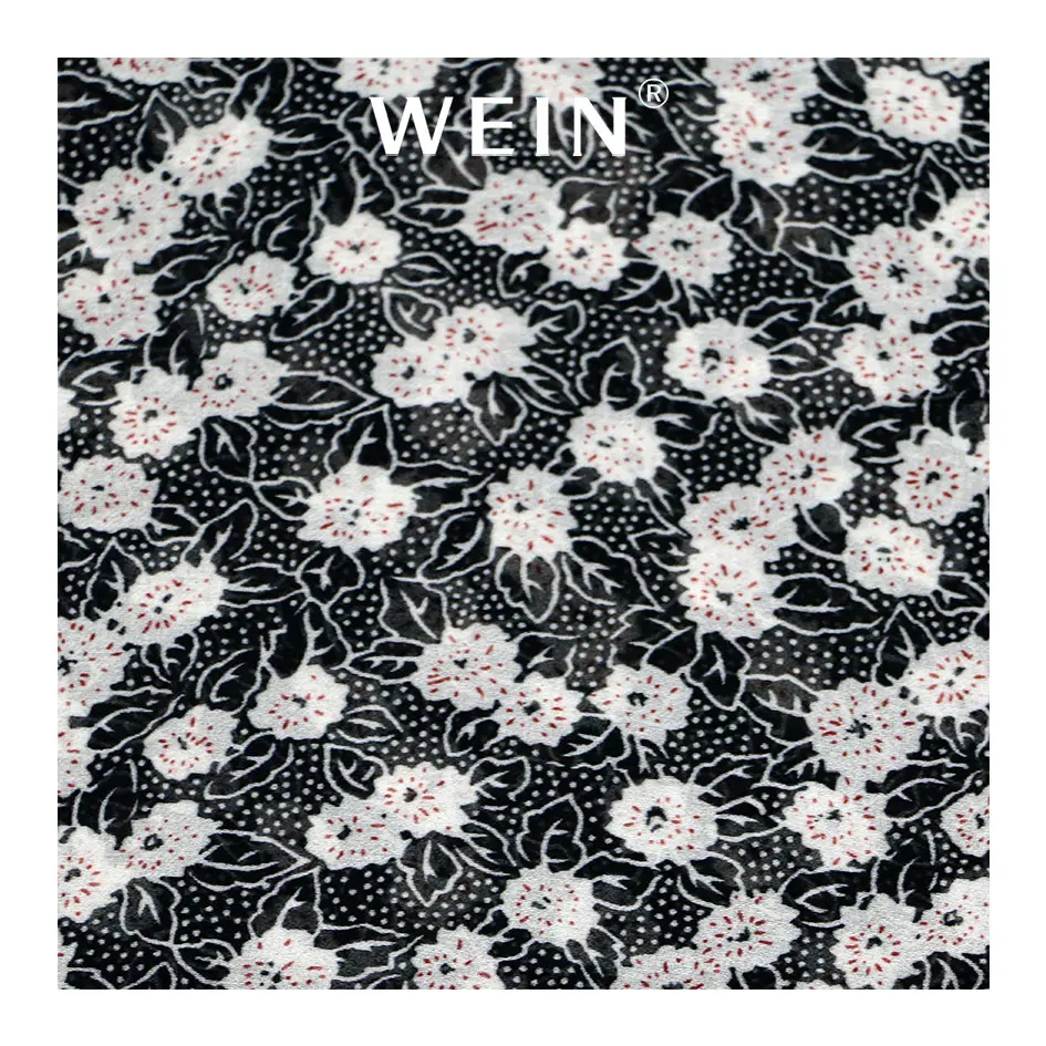 WI-A05 Latest design soft 50D lightweight silk georgette chiffon fabric with small flower printing design fabric for dress
