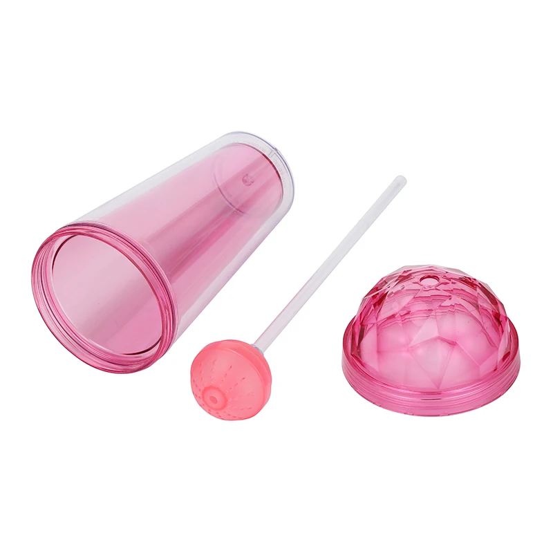 Fancy double wall tumbler plastic tumbler with gold glitter inside