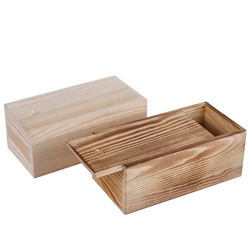 wood storage box  wooden pine boxes Gift packaging wooden box pine wooden packaging box with sliding lid