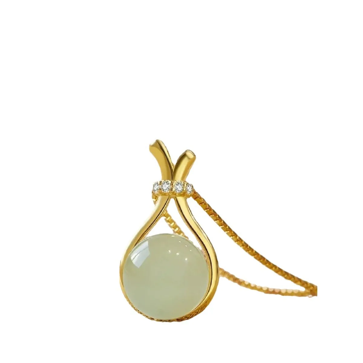 Hot Sale Hotan Jade Blessing Bag Necklace for Women Luxury High grade Jasper Retro Fashion Collar Chain for Women