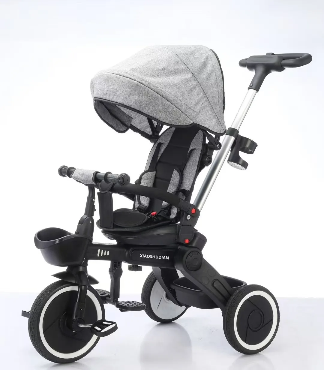 Modern China 2024 Royal Super Foldable 4 in 1 5 in 1 Baby Tricycle with Umbrella Push Handle 360 Degree Rotation Kids Carriage.