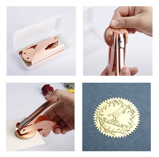 Custom Metal Label Certificate Embossing Seal Maker Stamp Maker Machine Embosser Seal Stamp Rectangle