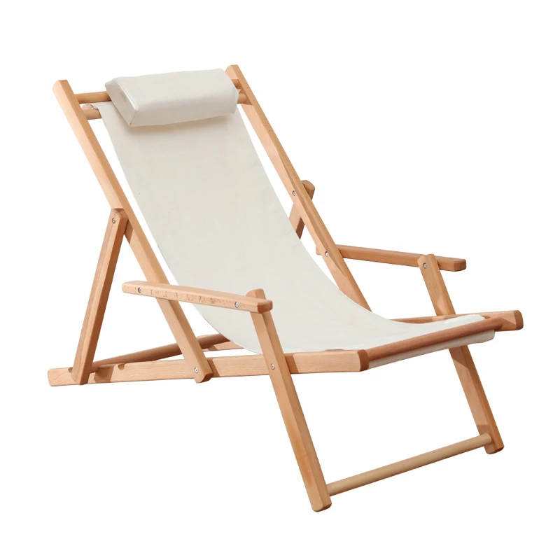 modern luxury soft adjustable outdoor furniture camping wooden folding white fabric reclining bedroom living room arm chair