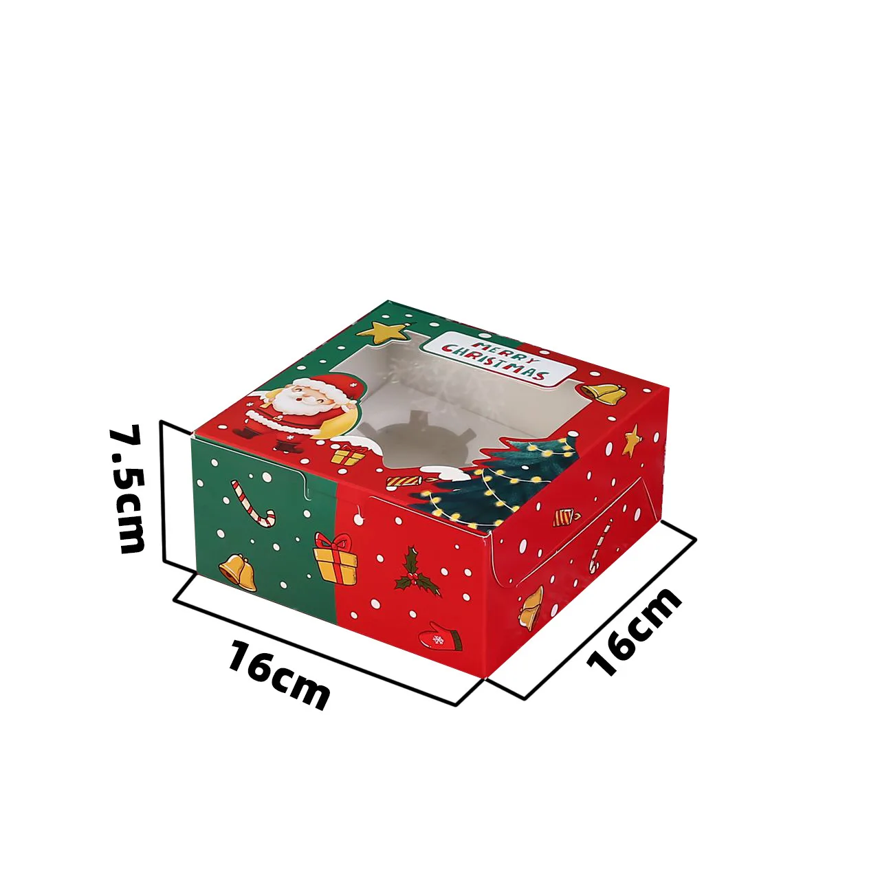 Empty Modern Christmas Holiday Present Cookie Cake Snack Chocolate Elegant Packaging Paper Boxes With Tag Ribbons