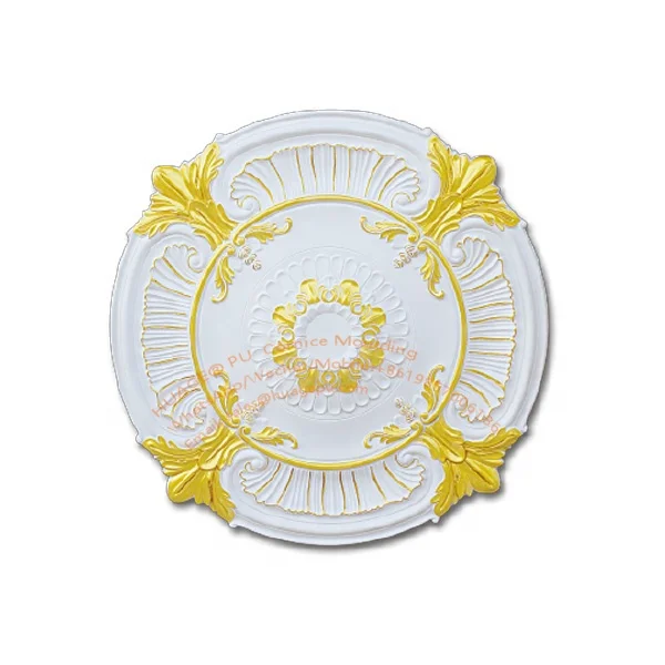 Beautiful Gold Drawing color Polyurethane PU Crown Ceiling Moulding Foam Ceiling Medallion for Decor
