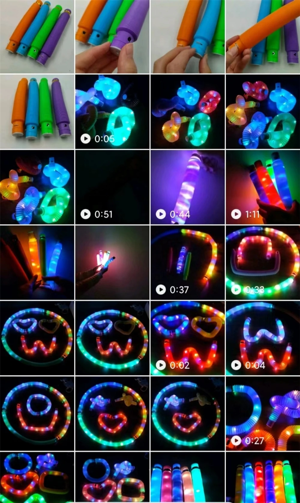2023 Newest Release LED Sensory Pop Led Tube Light Up Pop Tubes Fidget Sensory Toys Glow in Dark Party Supplies Led Pop Tubes