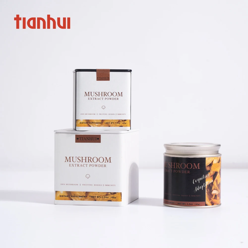 Маленькие квадратные металлические банки для хранения грибного экстракта Tianhui