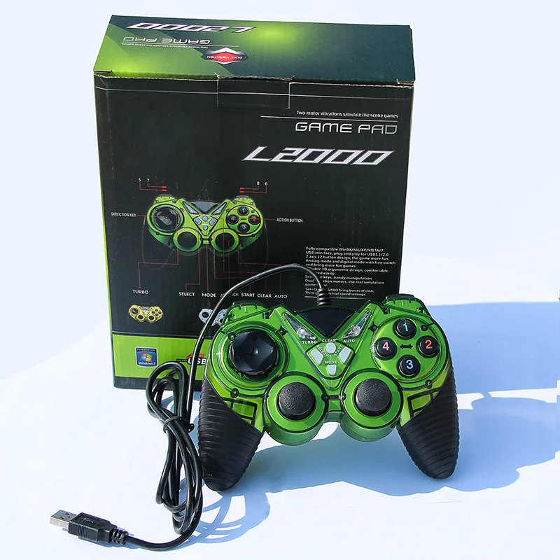 Factory made wired joystick game controller gamepad dual vibration pc With OEM service