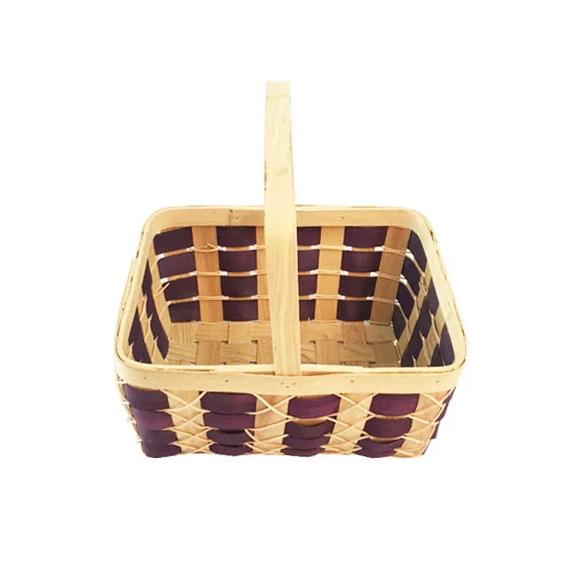 Rattan Suitcase Picnic Basket Wicker Vintage Easter Handbag with Handles and Leather Strap Metal Lock for Camping Wedding
