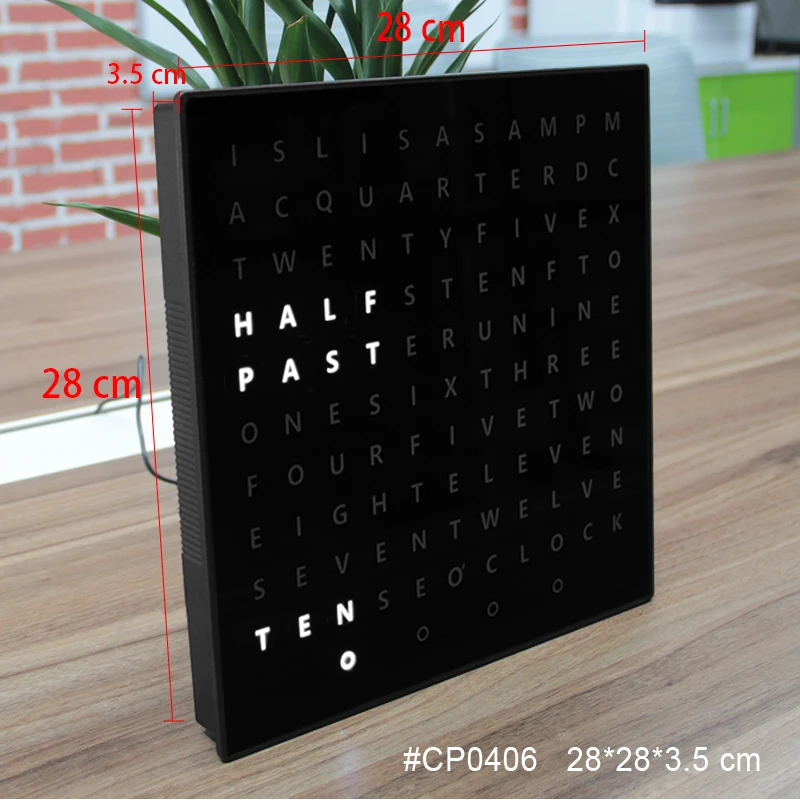 CHEETIE CP37 Home Decor Decorative Wall Clock 5V Tell Time with Words French German English 28*28*3CM