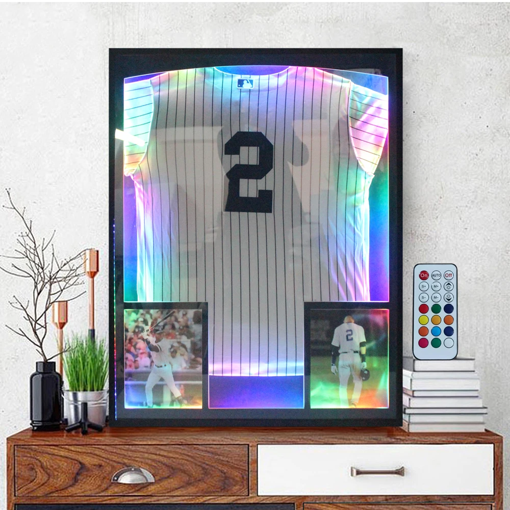 Jersey Frame Enlarge Size Basketball Jersey Frame With Cardboard and Led Color Lights Sports Jersey Display Frame