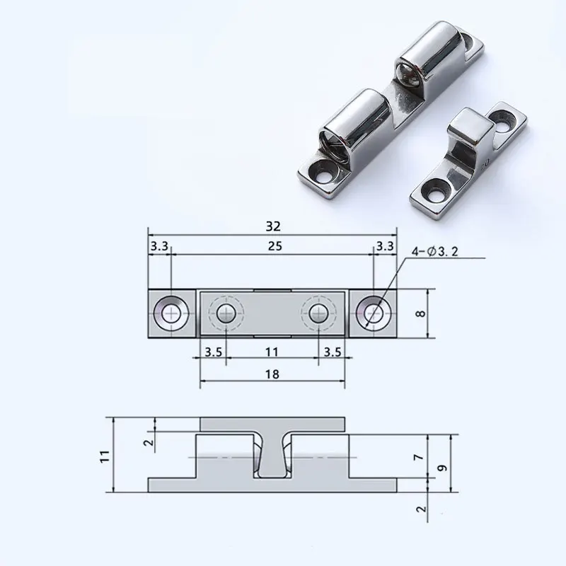 ULW wholesale brass magnet cabinet door catches stainless steels brass double ball catch for cabinet door for kitchen hotel