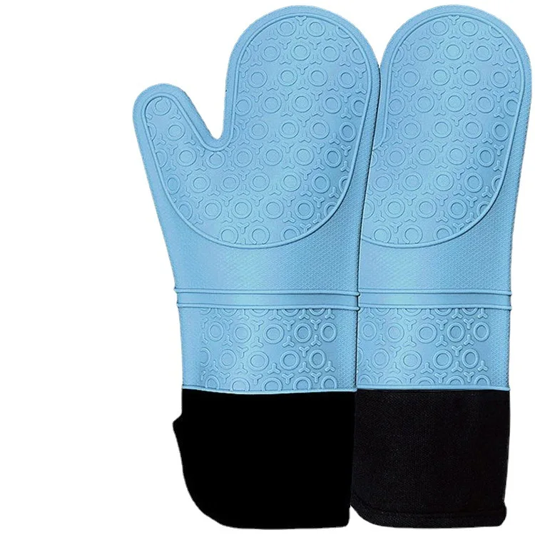 Extra Long Professional Silicone Oven Mitt Oven Mitts with Quilted Liner Heat Resistant Pot Holders Flexible Oven Gloves
