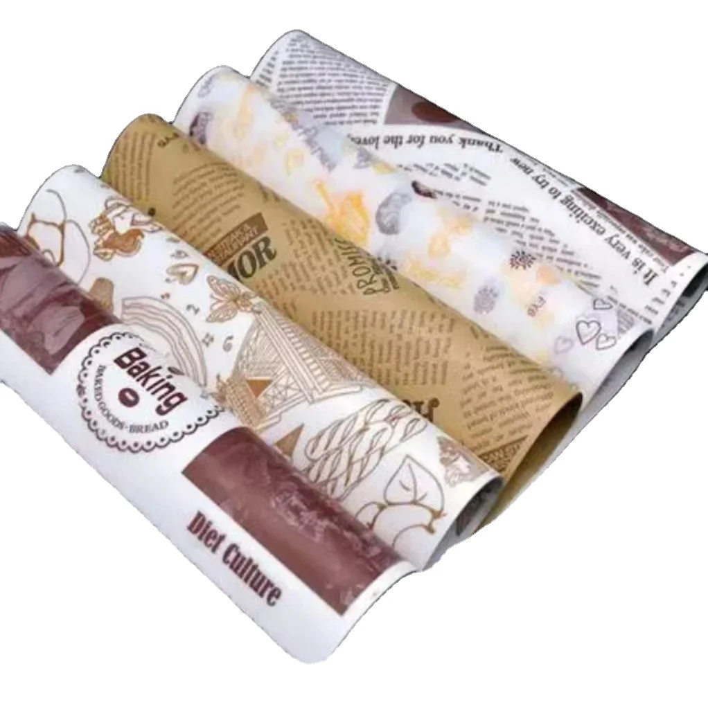 High Quality Custom Greaseproof Paper Printing Machine Printed Greaseproof Paper Custom Printed Greaseproof Food Wrapping Paper