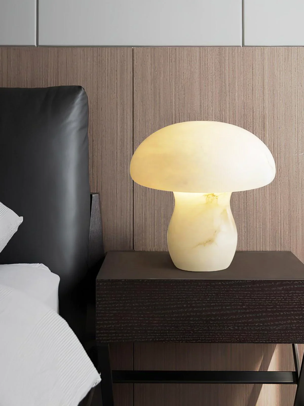 Custom Modern Hotel Villa Bedroom Living Room Restaurant Natural Alabaster Base Mushroom Alabaster Marble Stone Desk Table Lamp