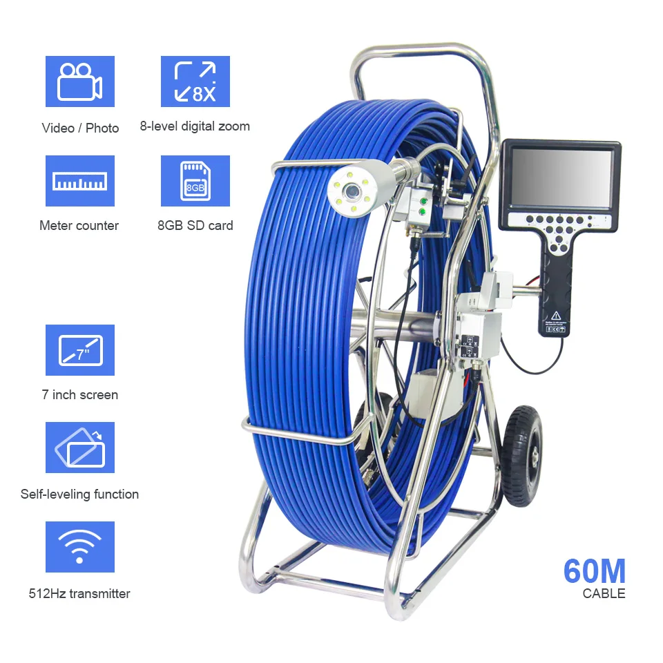 Handheld 50mm Pan Tilt Camera Head Plumbers Camera Manual Push Inspection Videoscope