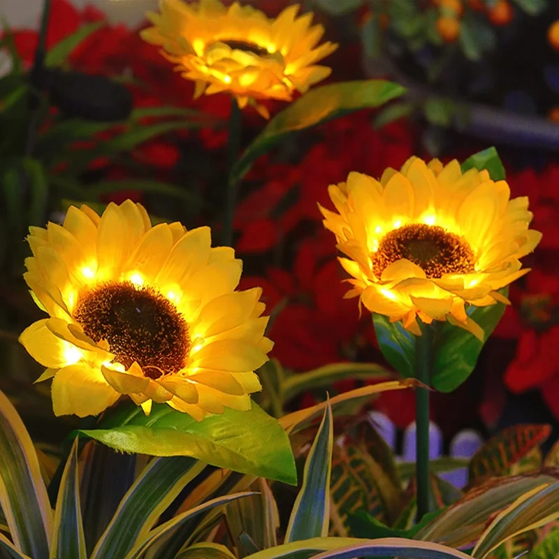 0.5W Waterproof Outdoor Garden Courtyard Decorative Sunflower Low Voltage Solar Led Light Flower Landscape Light