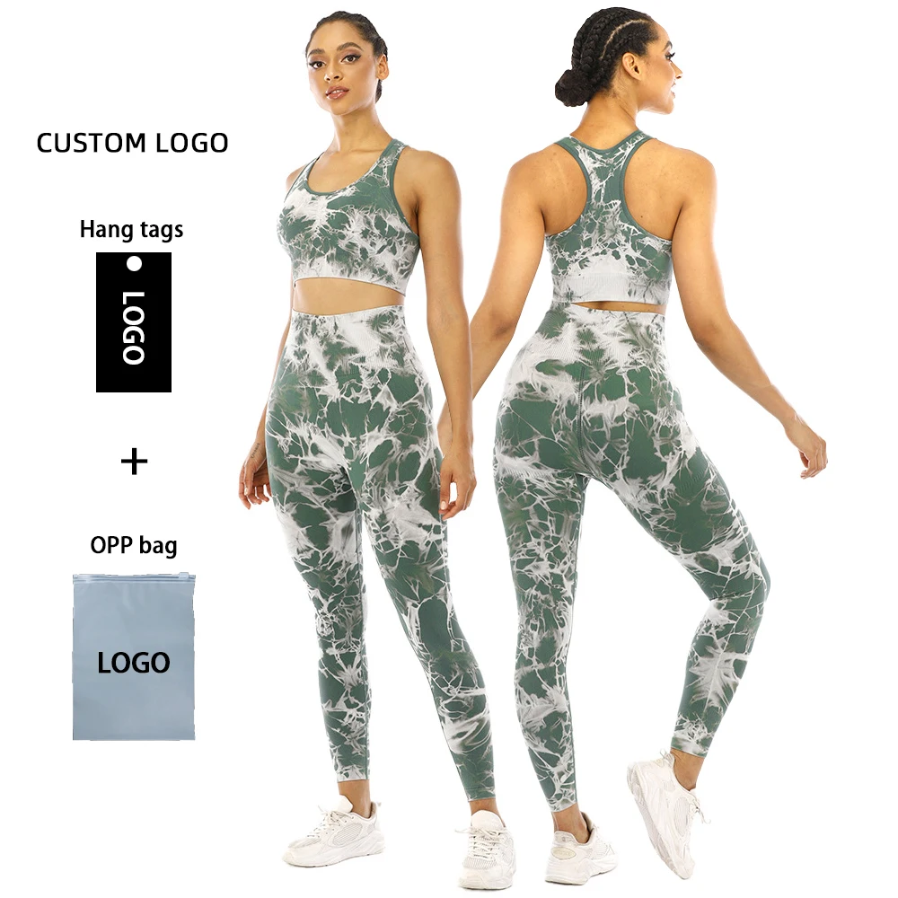 2021 Набор для тренажерного зала, женский спортивный комплект для йоги с узором, леггинсы, комплекты для йоги, бюстгальтер для бега