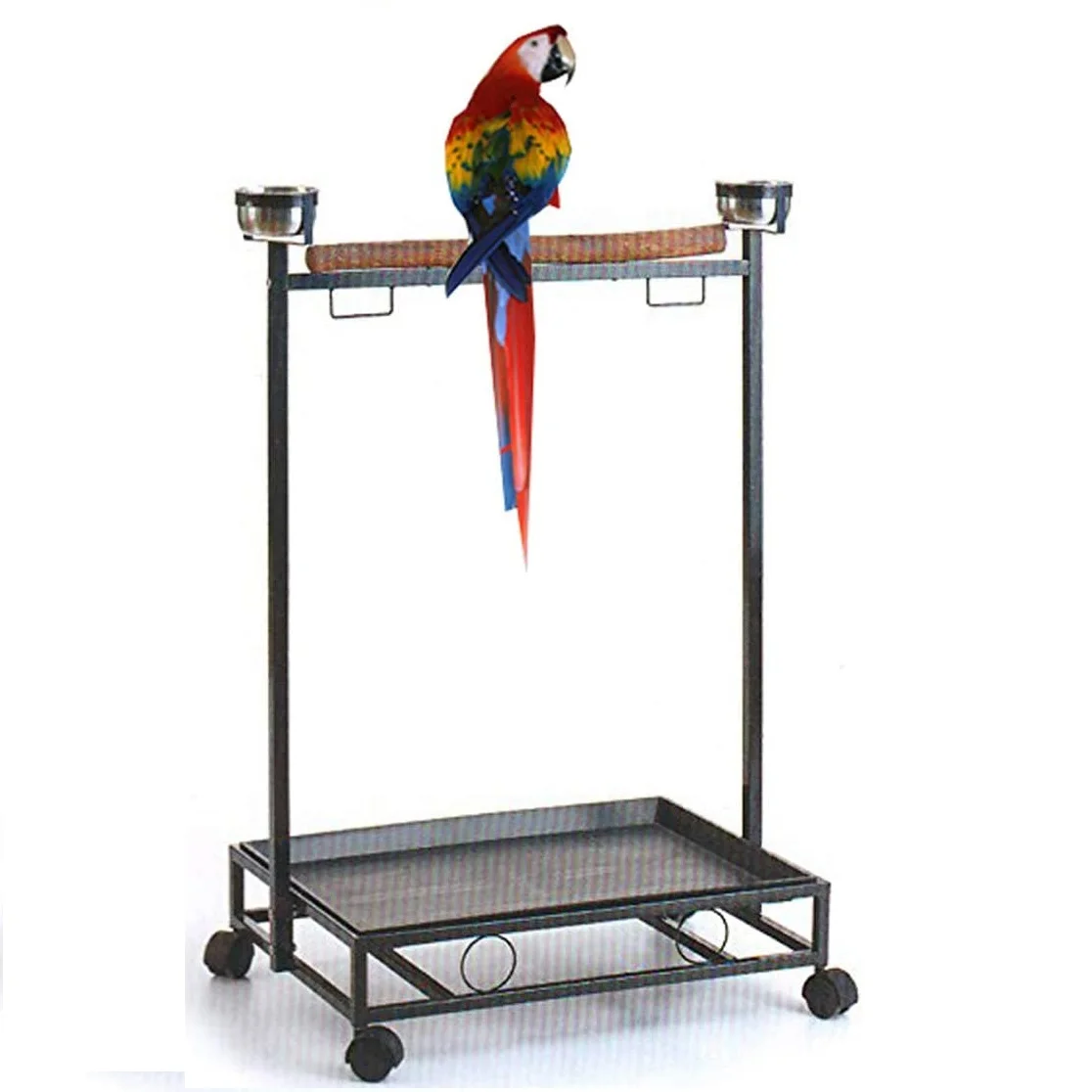 Wooden Large Sole Bird Feeder Parrot Bird Play Chewing Perch Play Gym Play Ground Rolling Stand Cage Toys