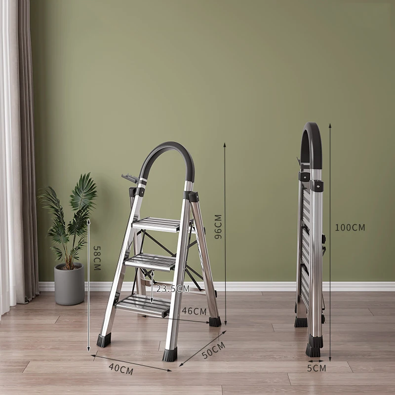 Factory Directly Multi Size Household Aluminum Ladder Folding Attic Household Step Ladder With Handrail
