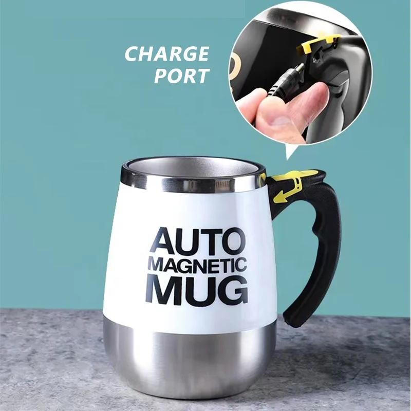 Stainless steel magnetic turbine self stirring mug auto mixing coffee cup custom