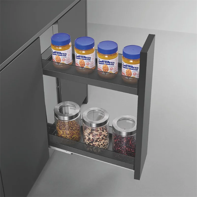 Glass Metal Fruit Vegetable Cabinet Aluminum Drawer Sliding Storage Stainless Steel Rack Perforated Kitchen Pull Out Basket