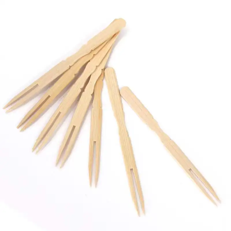 Disposable bamboo fruit forks cocktail fork with custom logo