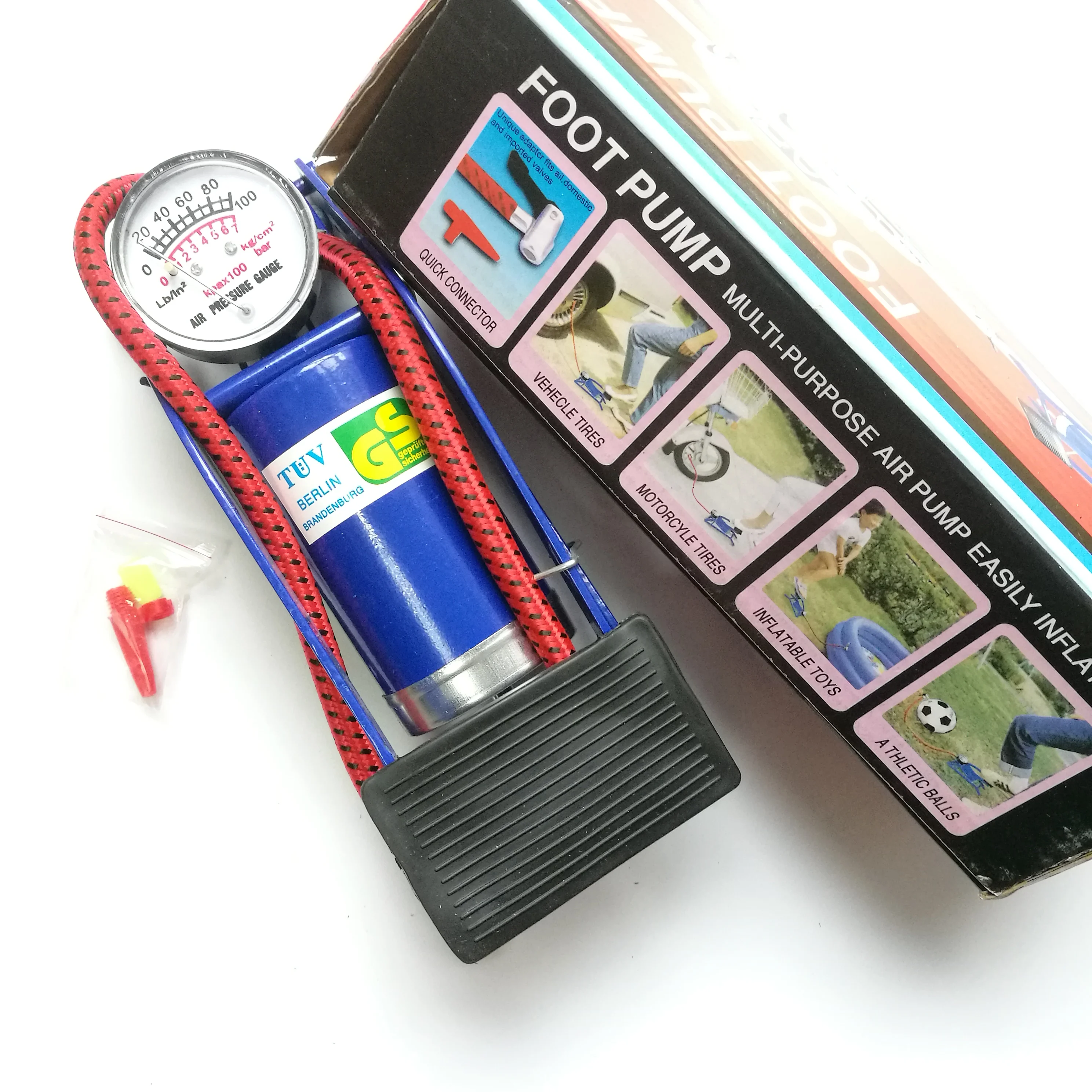 manual power easy operated high pressure bicycle bike car tire air pedal foot pump