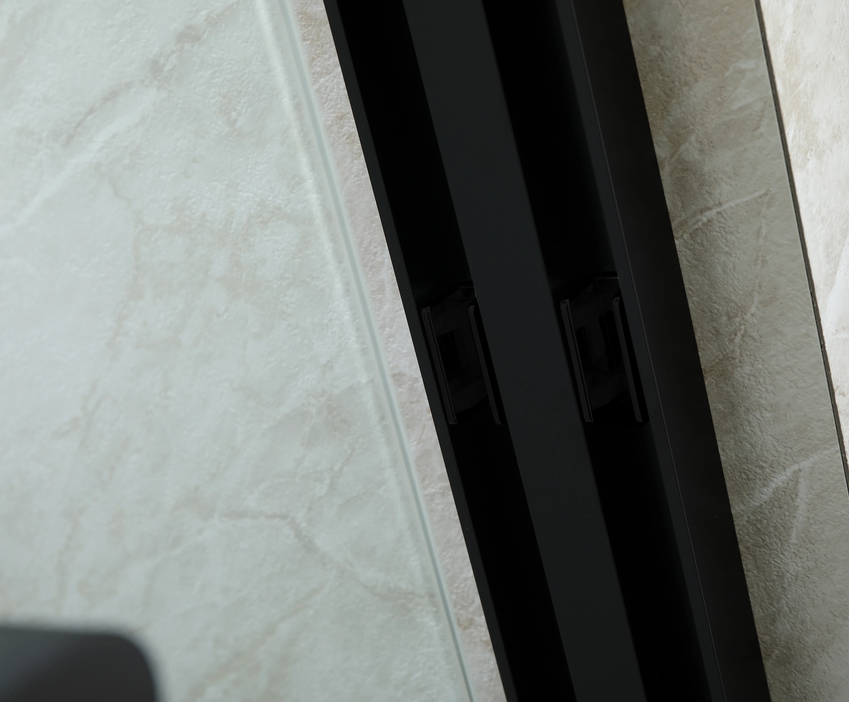 Rectangular Shower Cubicle Enclosure Aluminum Black Gold Frame Sliding Glass Shower Door