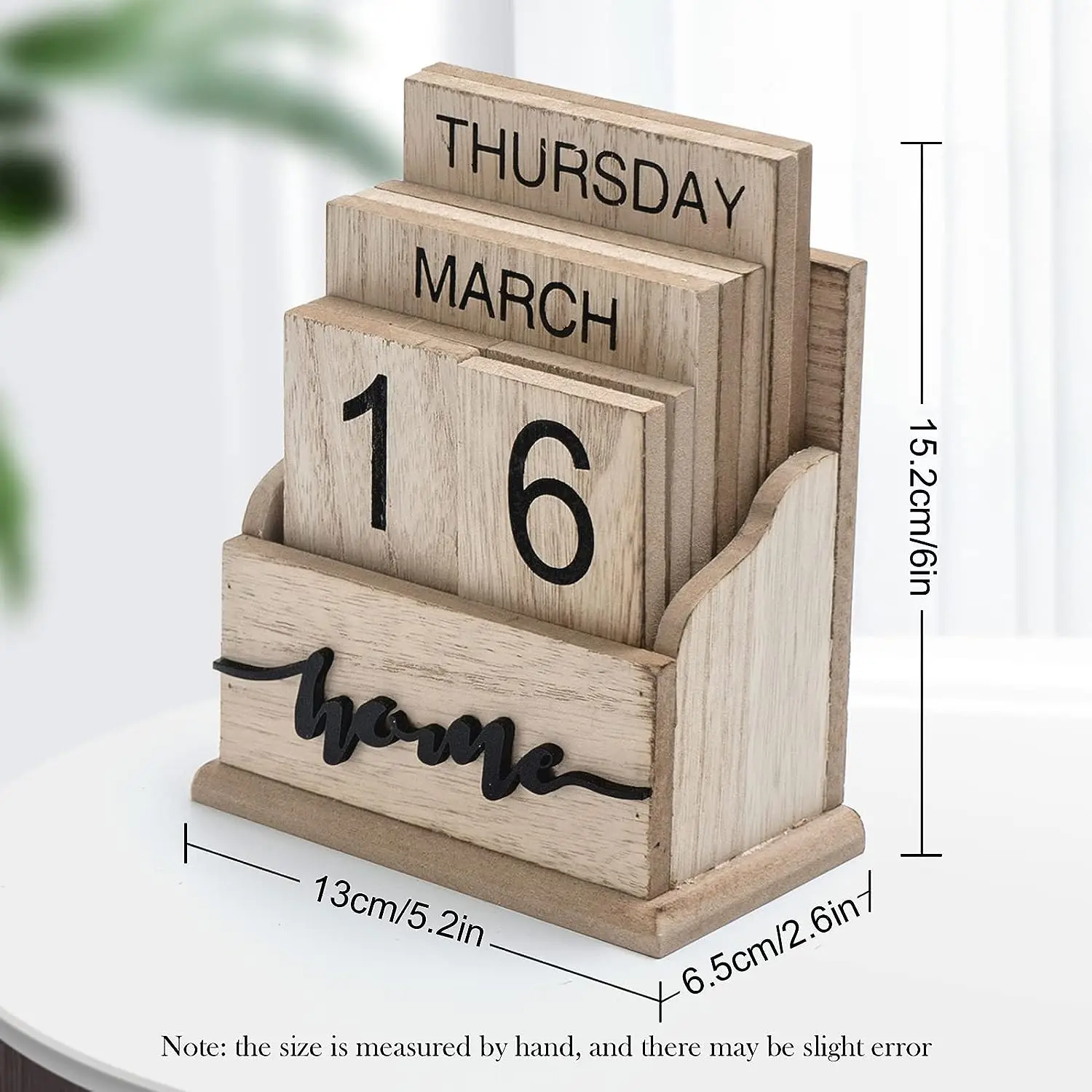 Perpetual Calendar Wooden Calendar Blocks Vintage Wood Block Calendar for Home Office Desk Accessories Week Month Date Display