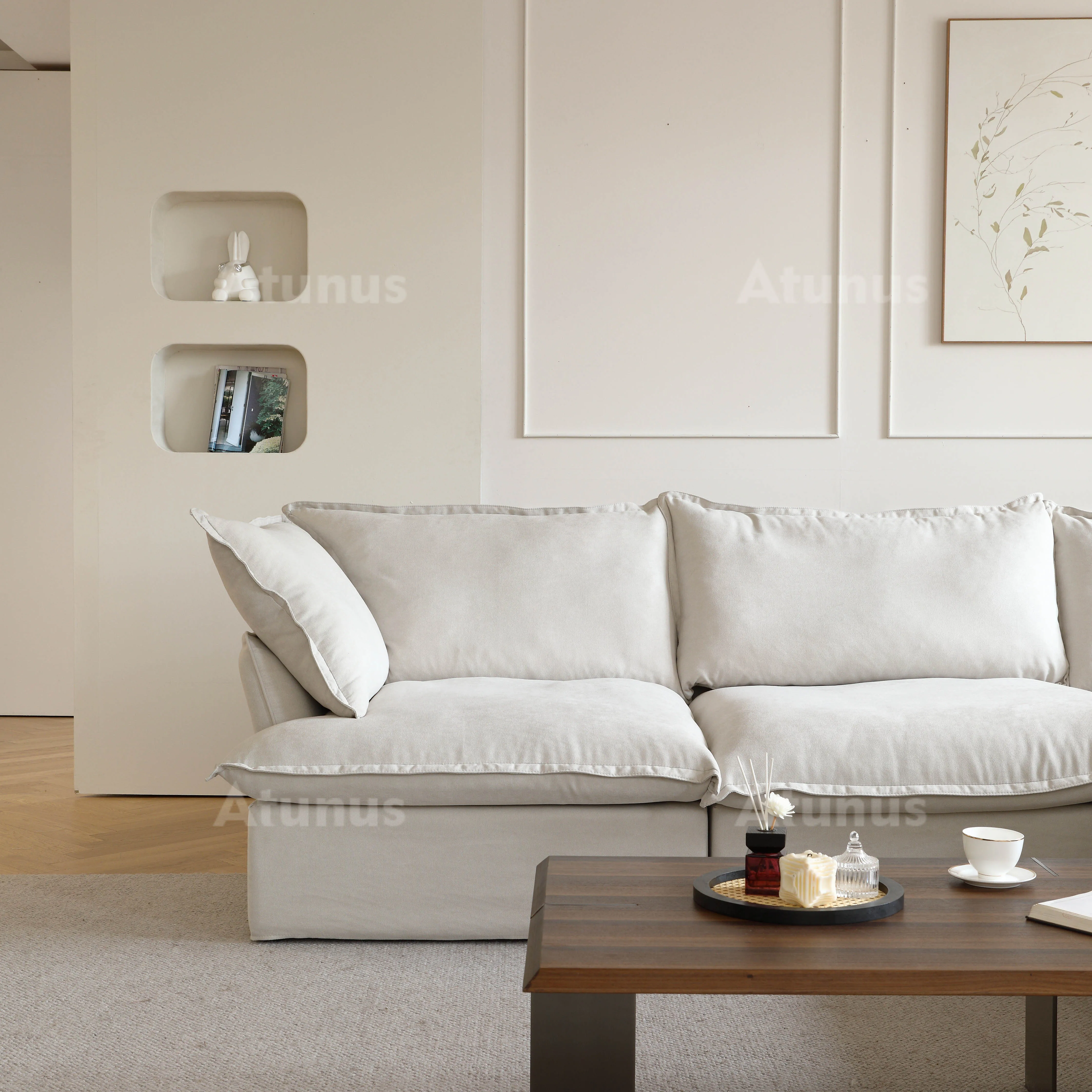 ATUNUS 4 Seater chaise l shaped Modular Soft Sofa Apartment Hotel Couch Living Room Furniture Sectional Sofa Set