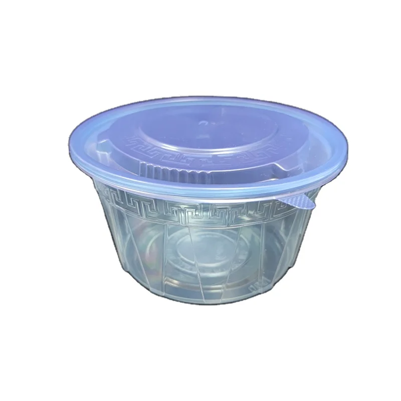 Custom Transparent round Disposable Plastic takeaway fruit salad bowl