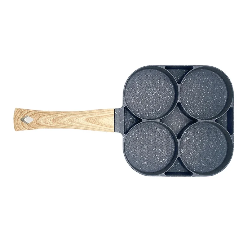 Four Hole Healthy Non-Stick Egg Frying Pan with Honeycomb Pattern for Breakfast Pancake Omelette for Stove